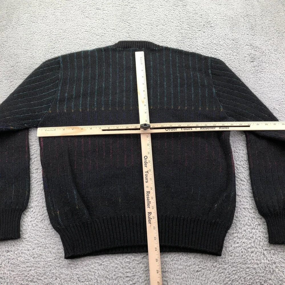 Vintage Jantzen Sweater Mens Large Black Geometric Knit Crewneck Pullover USA